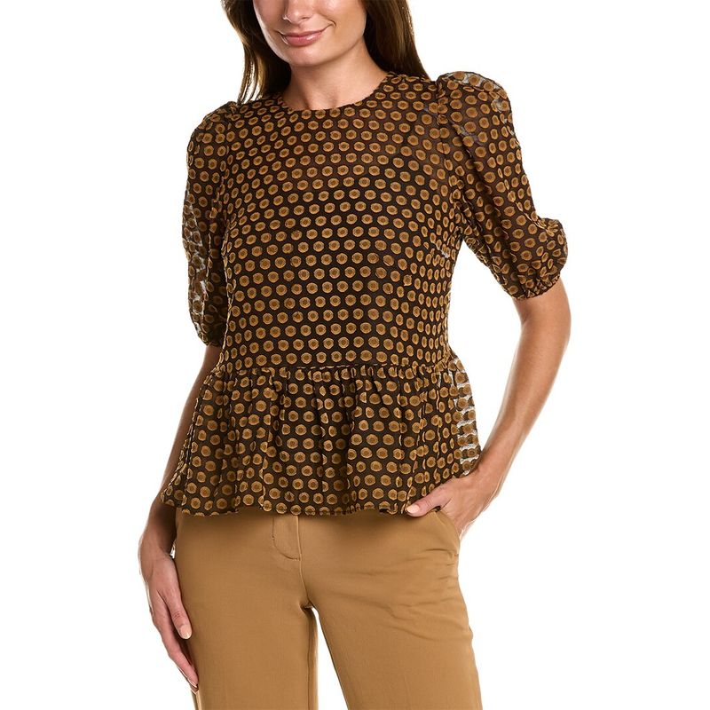 Nanette Nanette Lepore Womens Clipped Dot Blouse, Black
